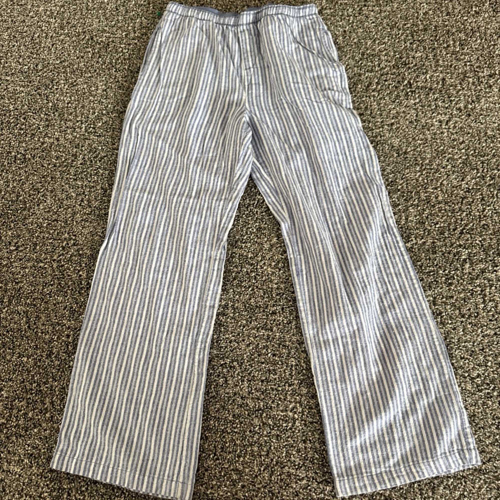 Striped Pajama Pants - Blue and White